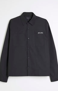 River Island Black Boxy Fit Graphic Poplin Mens Shirt