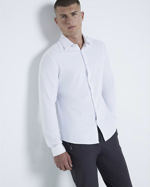 River Island White Muscle Fit Long Sleeve Jersey Mens Shirts