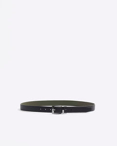 River Island  Khaki/Black Leather Reversible Pebble Mens Belt