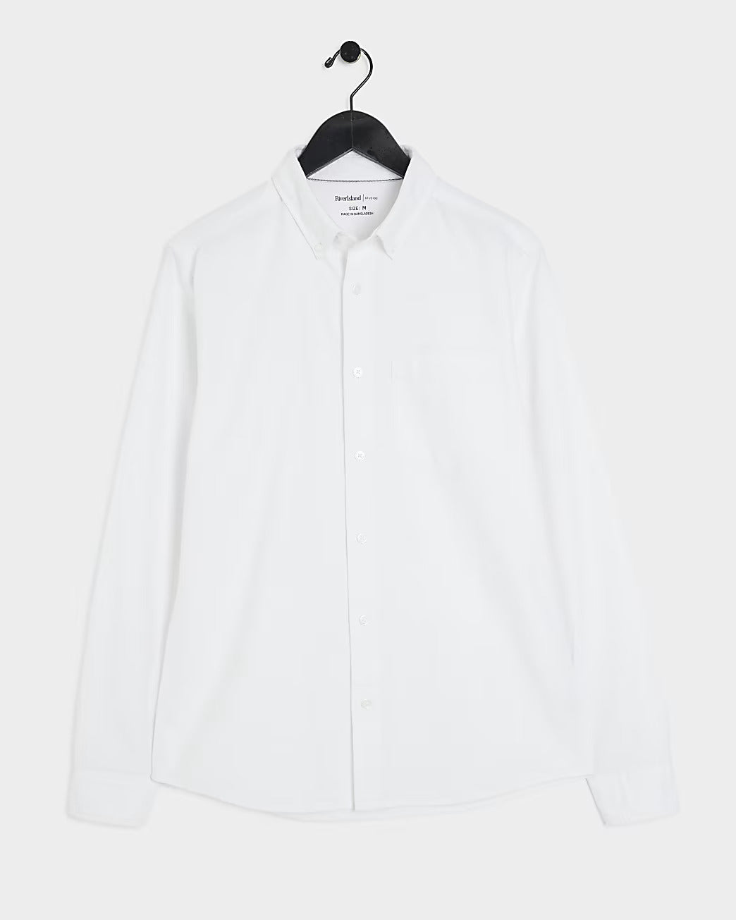River Island White Regular Fit Oxford Mens Shirt