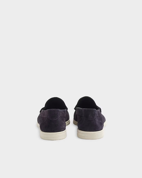 River Island Navy Suede Mens Loafers