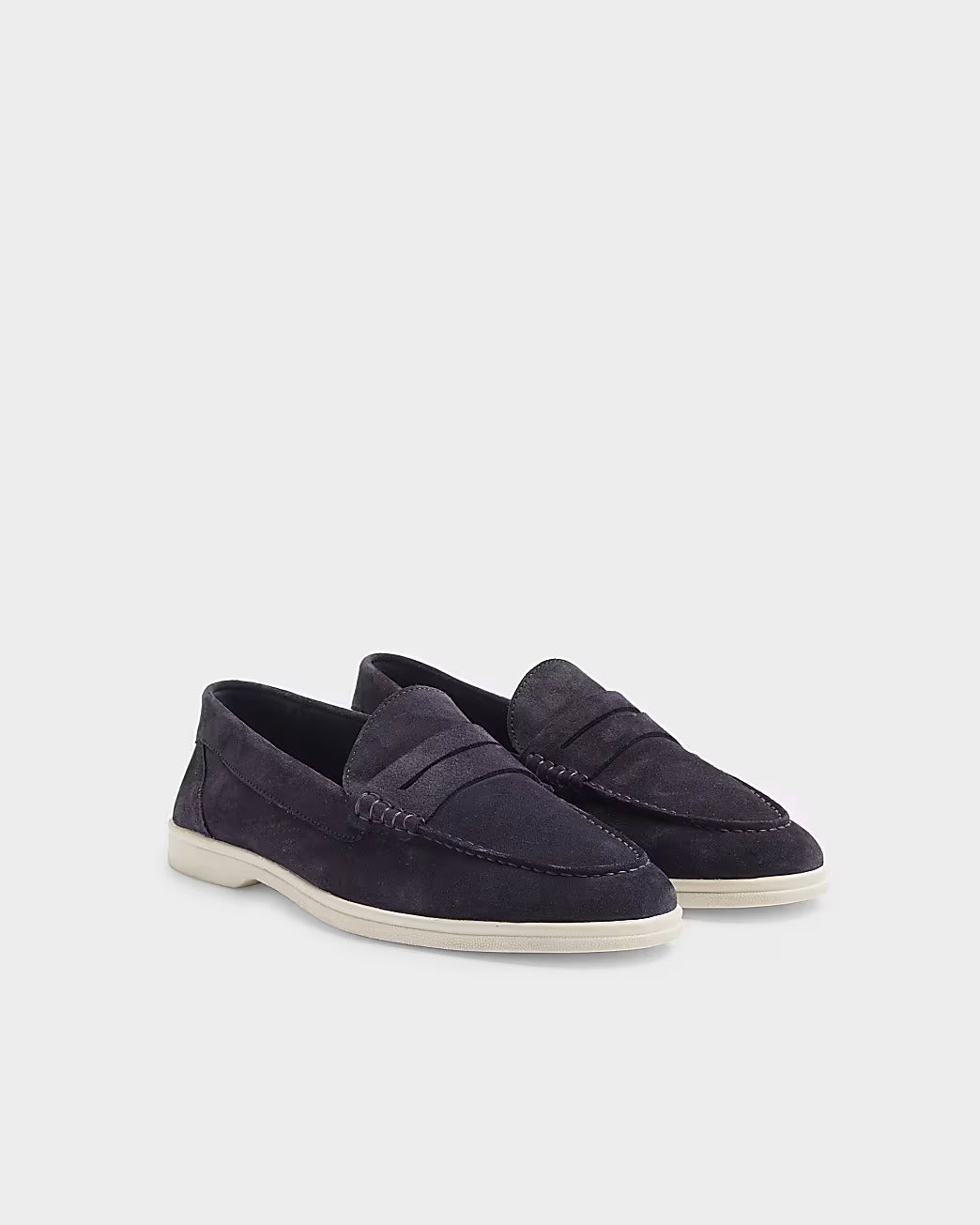 River Island Navy Suede Mens Loafers