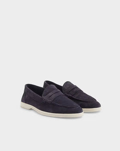 River Island Navy Suede Mens Loafers