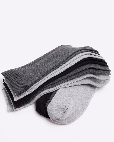 River Island Grey 5 Pack Ribbed Ankle Mens Socks