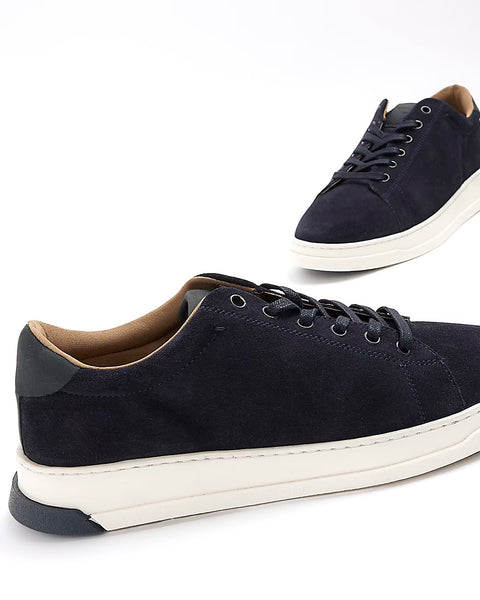 River Island Navy Blue Suede Mens Trainers