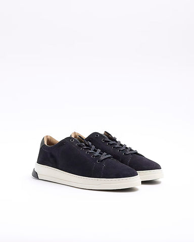 River Island Navy Blue Suede Mens Trainers