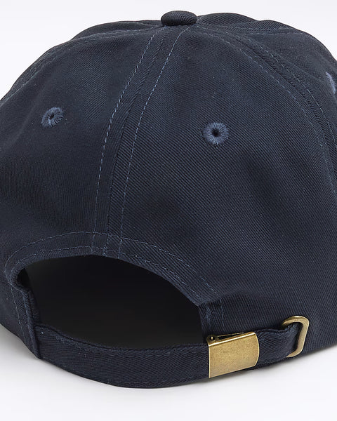 River Island Navy Blue Flat Peak Mens Face Cap