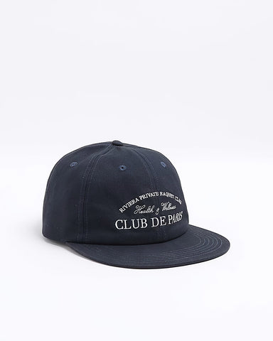 River Island Navy Blue Flat Peak Mens Face Cap
