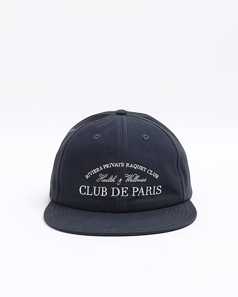 River Island Navy Blue Flat Peak Mens Face Cap