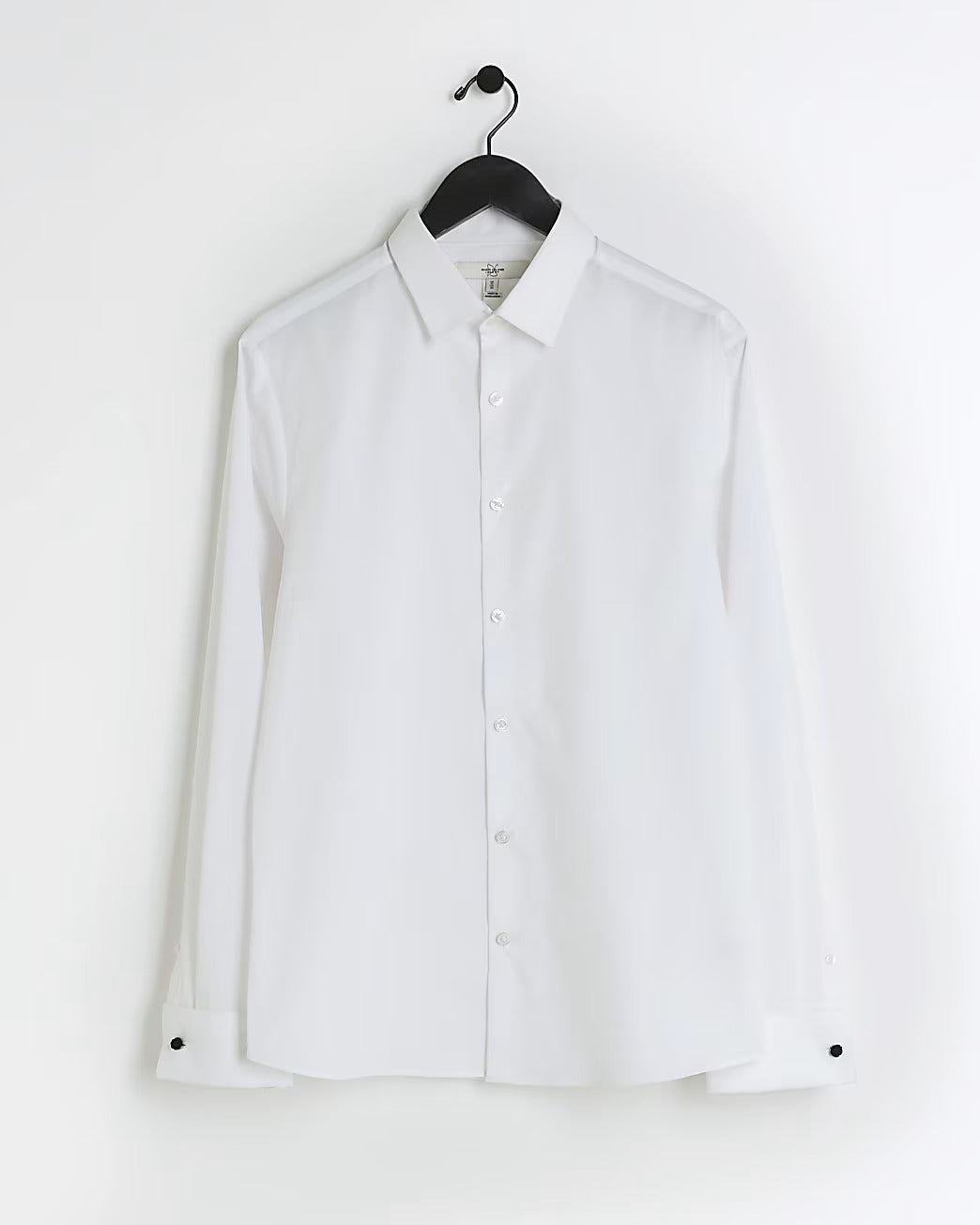 River Island White Slim Fit Double Cuff Smart Mens Shirt