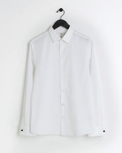 River Island White Slim Fit Double Cuff Smart Mens Shirt