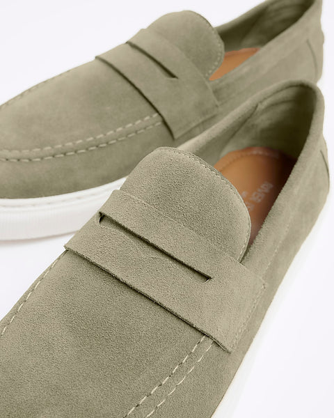 River Island Antigua Green Suede Mens Loafers