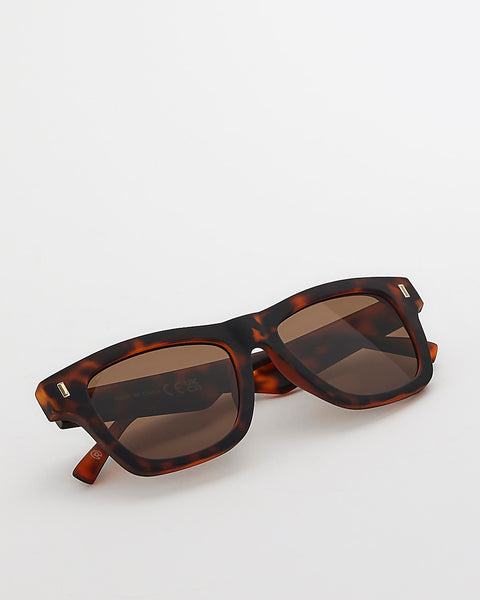 River Island Brown Tortoise Shell Square Mens Sunglasses