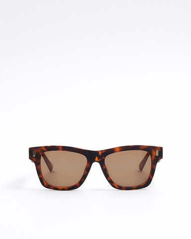 River Island Brown Tortoise Shell Square Mens Sunglasses