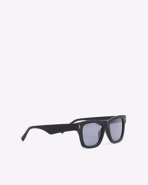 River Island Black Rubber Square Mens Sunglasses