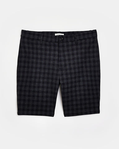 River Island Navy Skinny Fit Check Mens Shorts