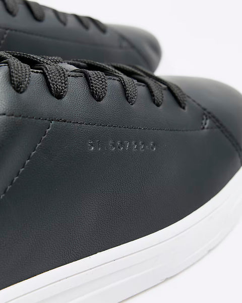 River Island Black Lace up Cupsole Mens Trainers
