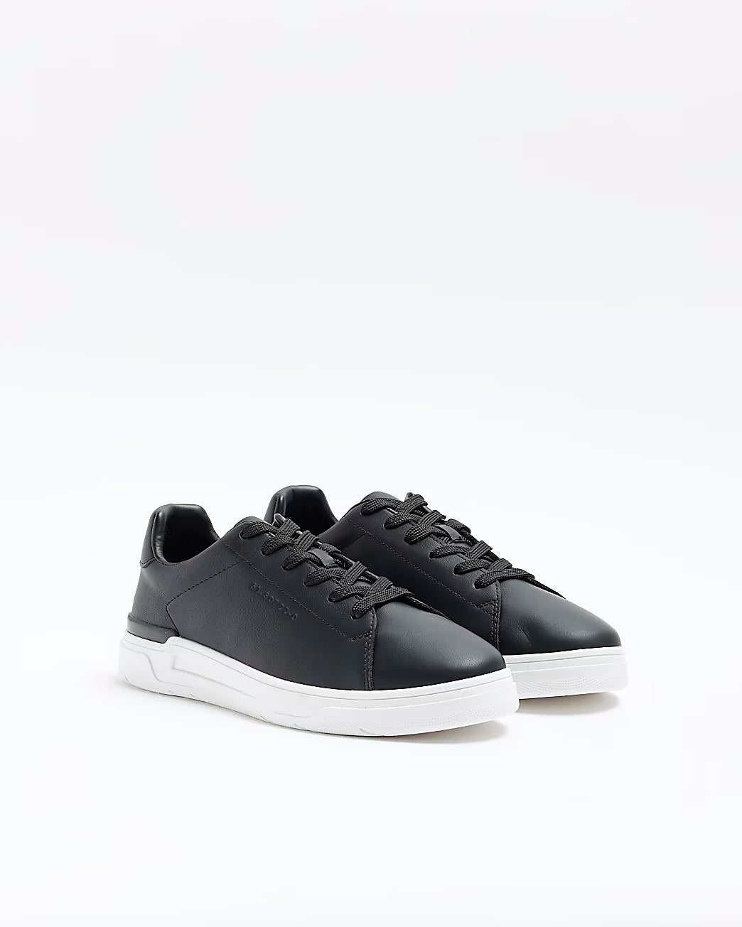 River Island Black Lace up Cupsole Mens Trainers
