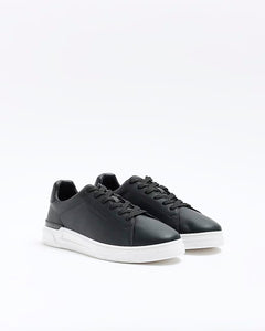 River Island Black Lace up Cupsole Mens Trainers