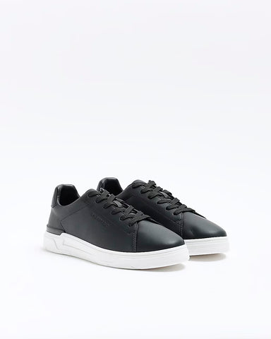 River Island Black Lace up Cupsole Mens Trainers