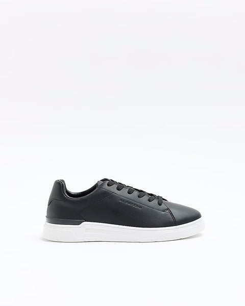 River Island Black Lace up Cupsole Mens Trainers