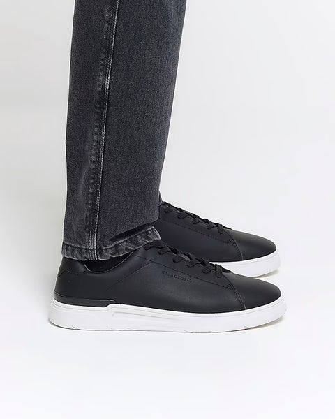 River Island Black Lace up Cupsole Mens Trainers