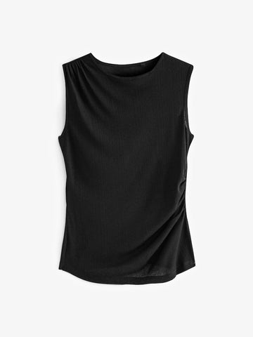Next Black Ruched Shoulder Side Detail Vest Womens Top