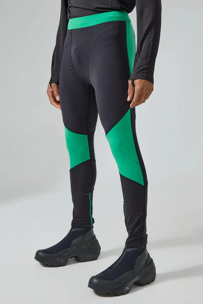 BoohooMAN Green Active Colour Block Base Layer Mens Leggings