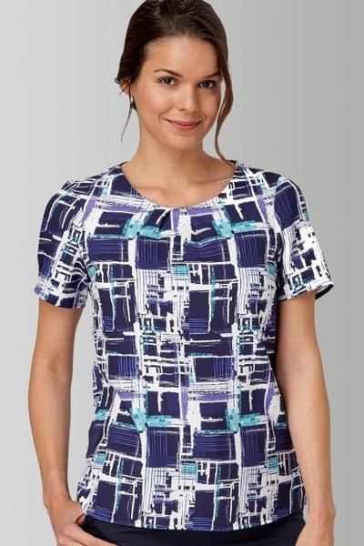 Vortex Blue& White Mixed Womens Top