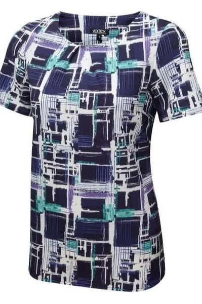 Vortex Blue& White Mixed Womens Top