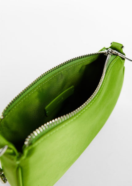 Mango Green Satin Chain Womens Bag
