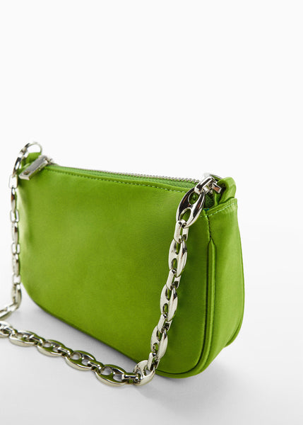 Mango Green Satin Chain Womens Bag