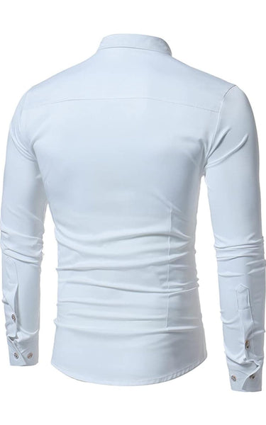 Zeroyaa White Long Sleeve Mens Shirt