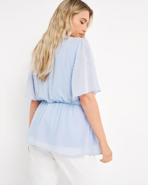 Simply Be Light Blue Dobby Womens  Blouse