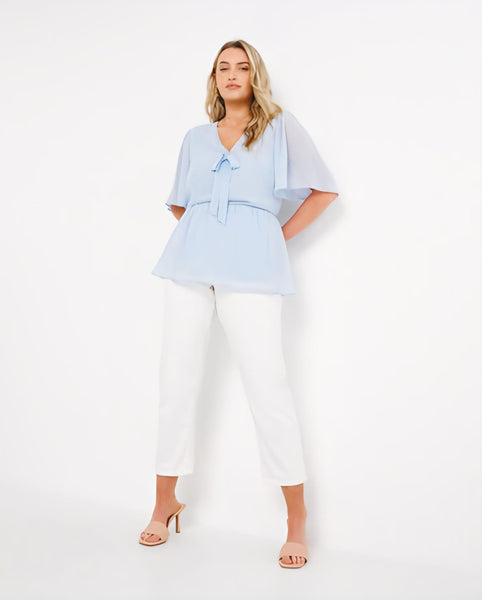 Simply Be Light Blue Dobby Womens  Blouse