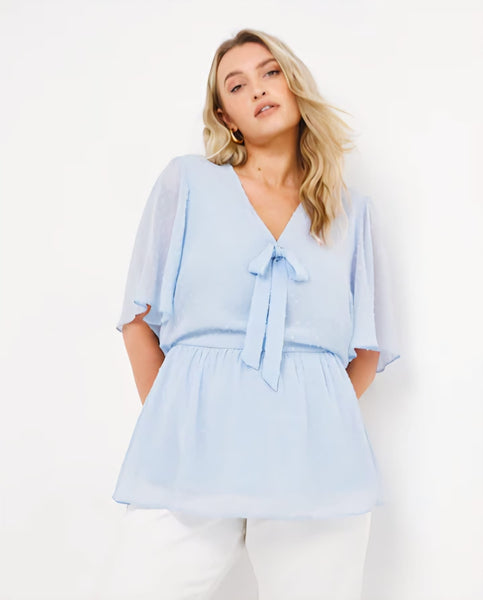 Simply Be Light Blue Dobby Womens  Blouse