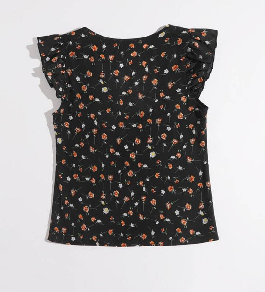 Shein Black Floral Womens Top