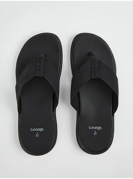 George Black Suedette Toe Post Mens Sandals