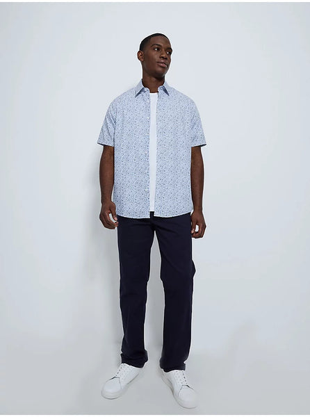 George Blue Striped Floral Short Sleeve Mens Shirt