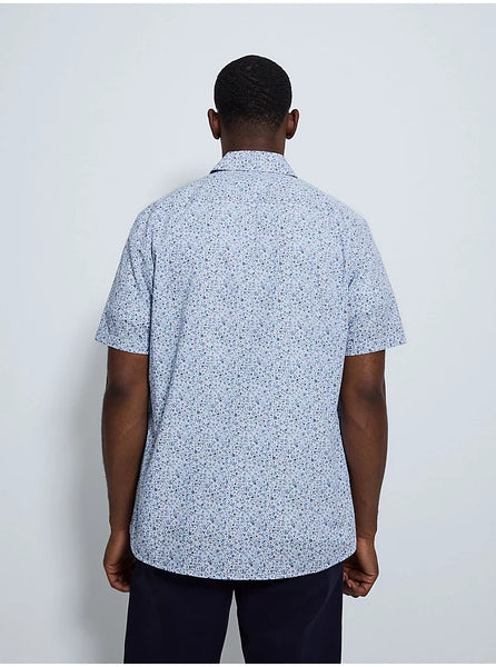 George Blue Striped Floral Short Sleeve Mens Shirt