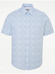 George Blue Striped Floral Short Sleeve Mens Shirt