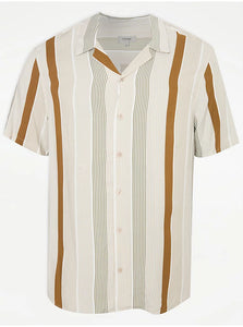 George Neutral Striped Lightweight Short Sleeve Mens Shirt