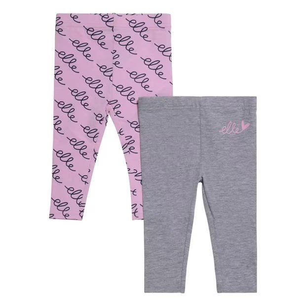 Elle 2 Pack Set Grey Heather Baby Girls Leggings