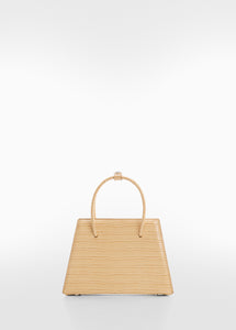Mango Beige Double Handle Geometric Womens Bag