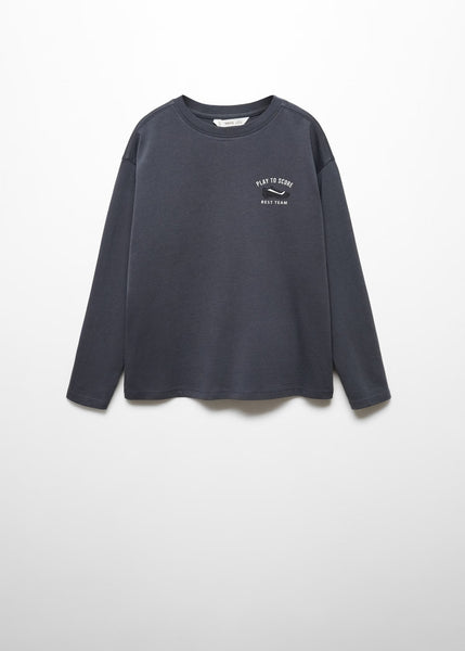 Mango Charcoal Grey Printed Message Older Boys T-Shirt