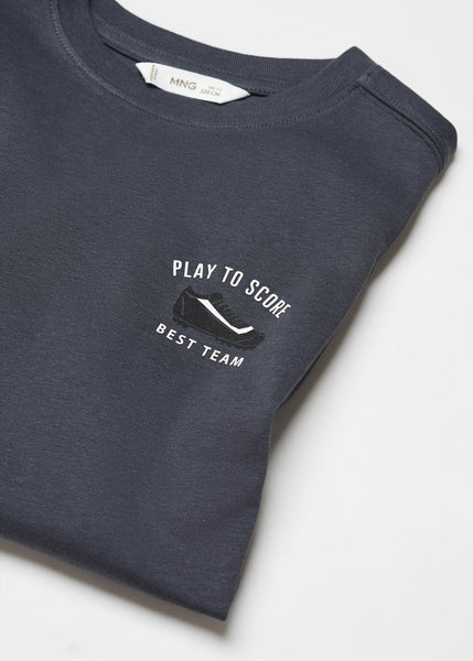 Mango Charcoal Grey Printed Message Older Boys T-Shirt