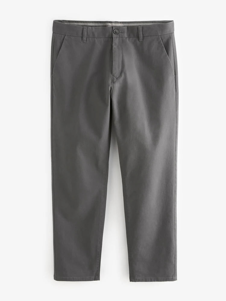 Next Dark Grey Straight Fit Stretch Chinos Mens Trousers