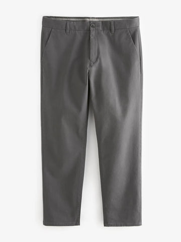 Next Dark Grey Straight Fit Stretch Chinos Mens Trousers