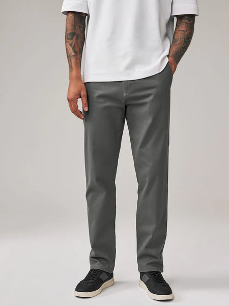 Next Dark Grey Straight Fit Stretch Chinos Mens Trousers