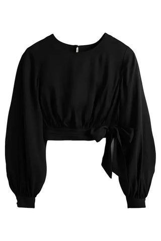 Boden Black Long Sleeve Crop Womens Top
